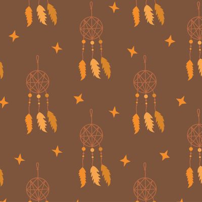 Ловец снов и звезды на коричневом фоне