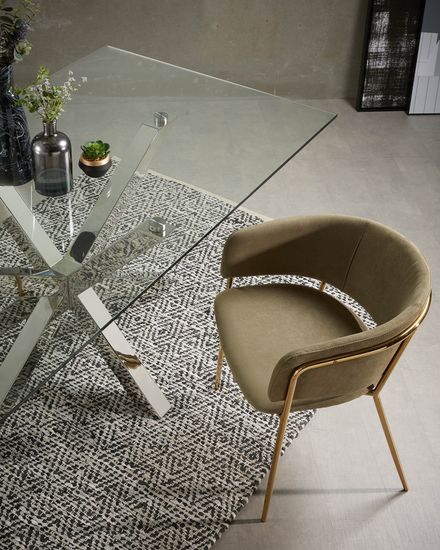 Стеклянный стол Arya с ножками из хромированной стали 200x100