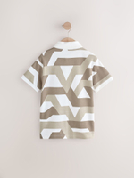 Рубашка с коротким рукавом для мальчика Next E98-654, Молочный, Коричневый