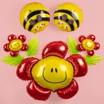 Шар (15"/38 см) Мини-фигура, Солнечная улыбка, Красный   1 шт.