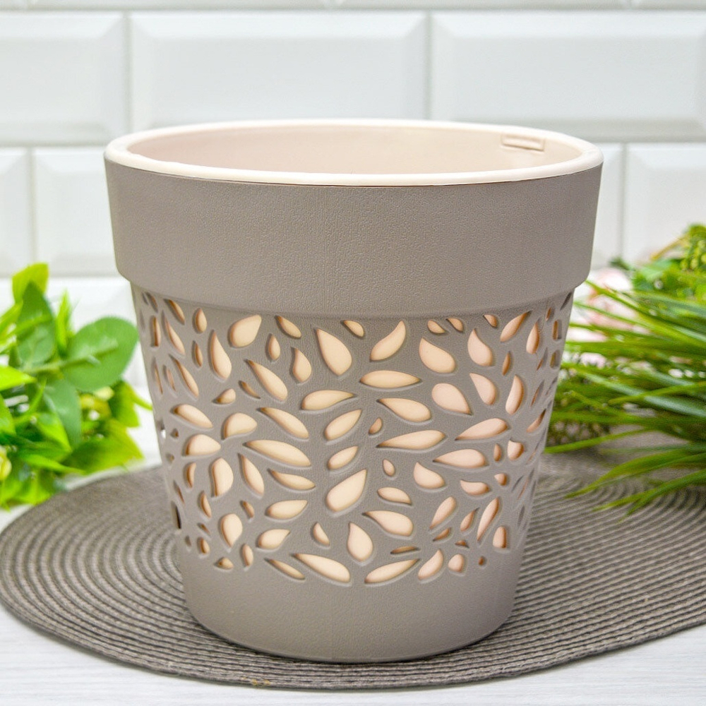 Кашпо Блоссом 3,5л, мокачино/пудра