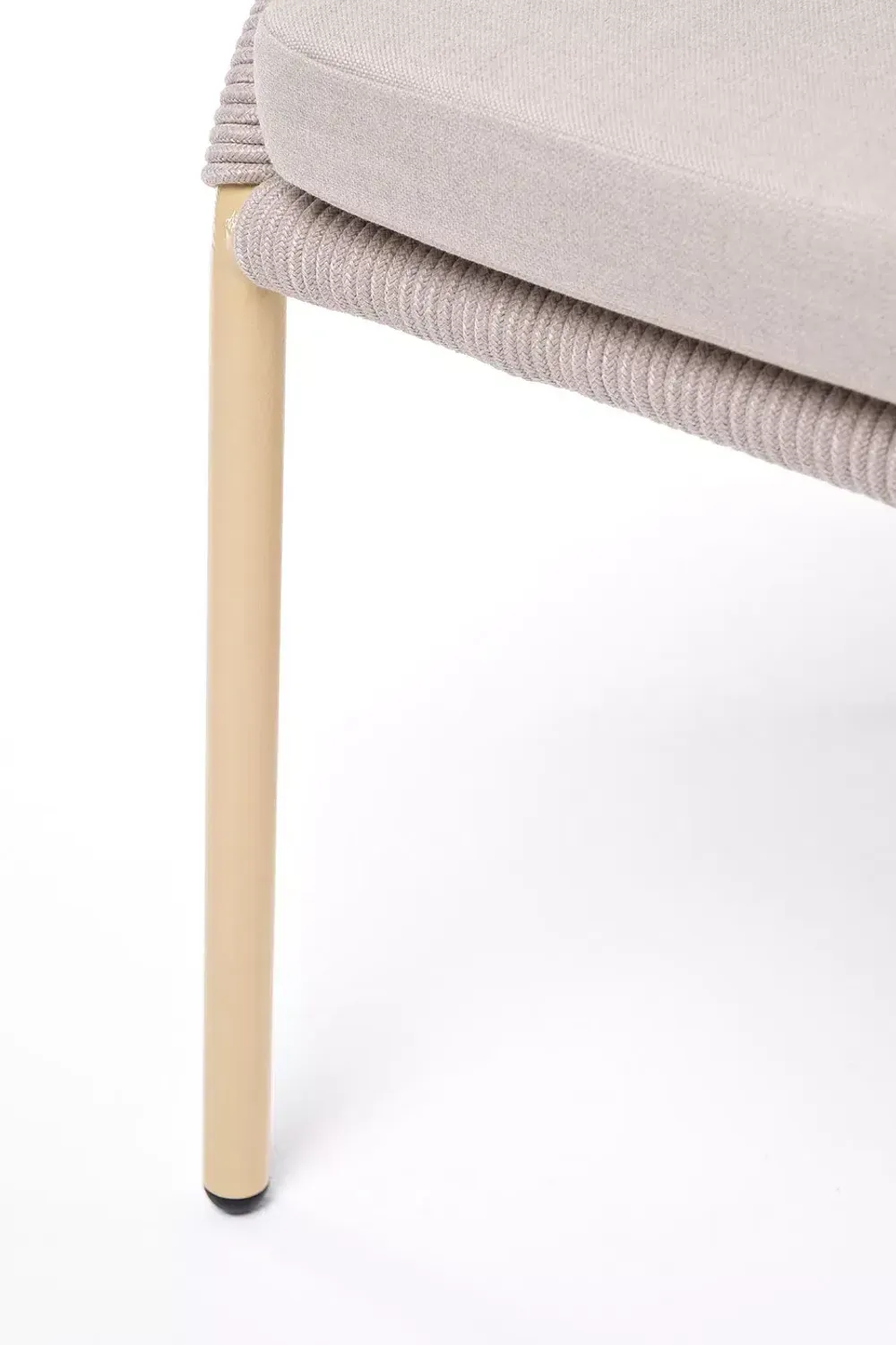 "Милан" стул плетеный из роупа, каркас алюминий (RAL1001), роуп бежевый круглый, ткань бежевая