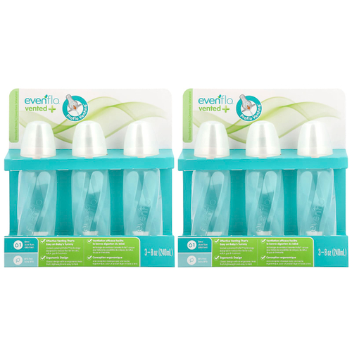 Evenflo Feeding, прозрачные бутылочки из полипропилена с вентиляцией и Twist, стандартные, от 0 месяцев, с медленным потоком, 6 бутылочек по 240 мл (8 унций)