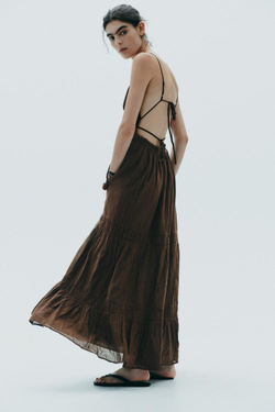 ZARA ПЛАТЬЕ МИДИ, КОРИЧНЕВЫЙ