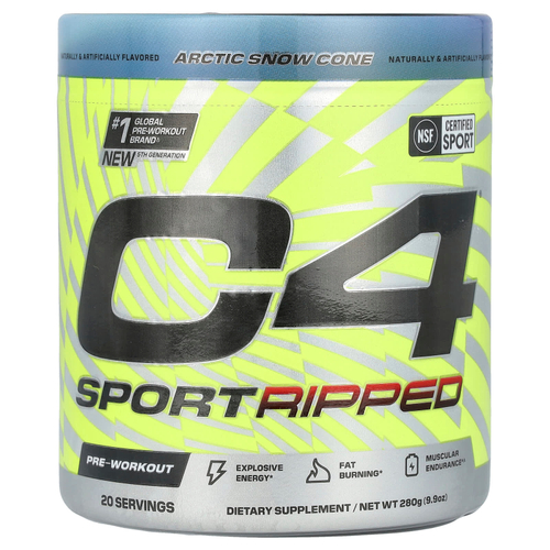 C4 / Cellucor, C4® Sport Ripped, предтренировочный комплекс, со вкусом снежного кокоса, 280 г (9,9 унции)