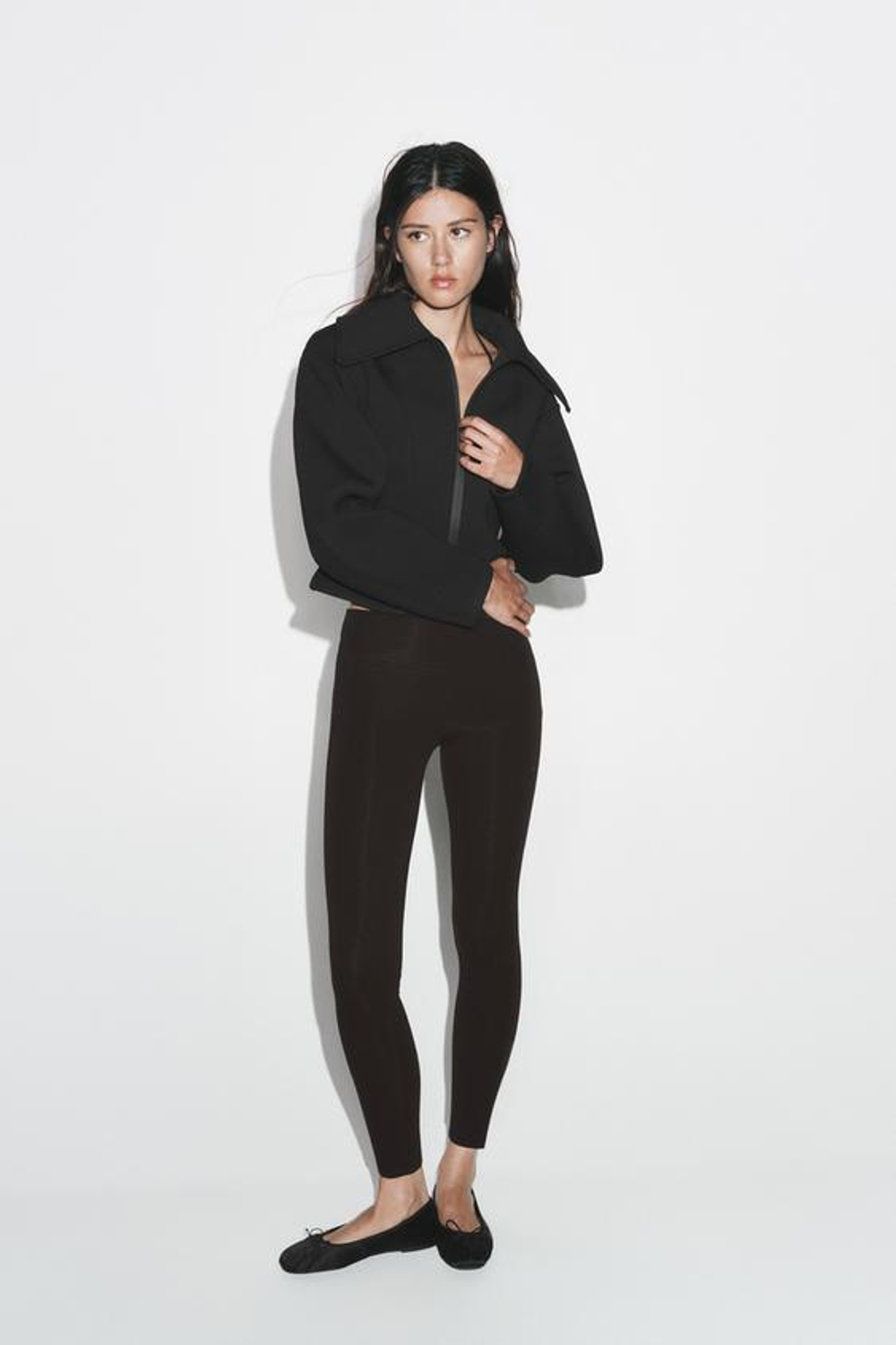 ZARA ЛЕГИНСЫ С ДЕКОРАТИВНЫМИ ШВАМИ, ЧЕРНЫЙ