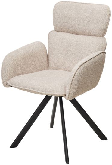 Стул LONG 360 град. поворот.NS04 Крем, букле / черный каркас