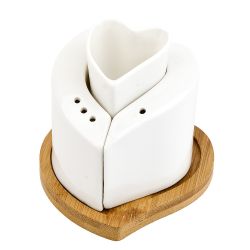 Набор для специй солонка/ перечница/ подставка для зубочисток " " на бамбуковой подставке