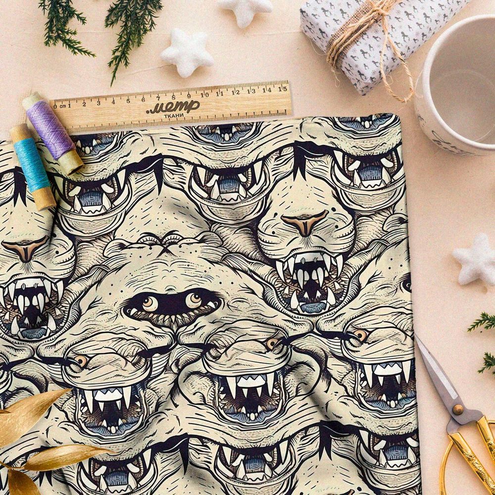 Ткань премиум таффета зубастые монстры