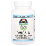 Source Naturals, омега-3 для веганов, ЭПК и ДГК из рыбы, 300 мг, 60 веганских капсул