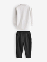 Поло с длинным рукавом и спортивные брюки в комплекте для мальчика Next 948-973, Светло-серый, Черный