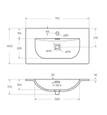 Тумба с раковиной подвесная BelBagno UNO-MINI-700-2C-SO-BO Bianco Opaco, раковина белая BB-8099-3-70