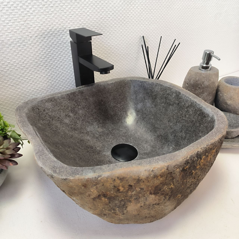 Раковина из речного камня RS-63477 (40*37*15) 0122