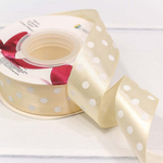 Лента Атласная 2,5см х 28м Сатин горох (Бежевый)