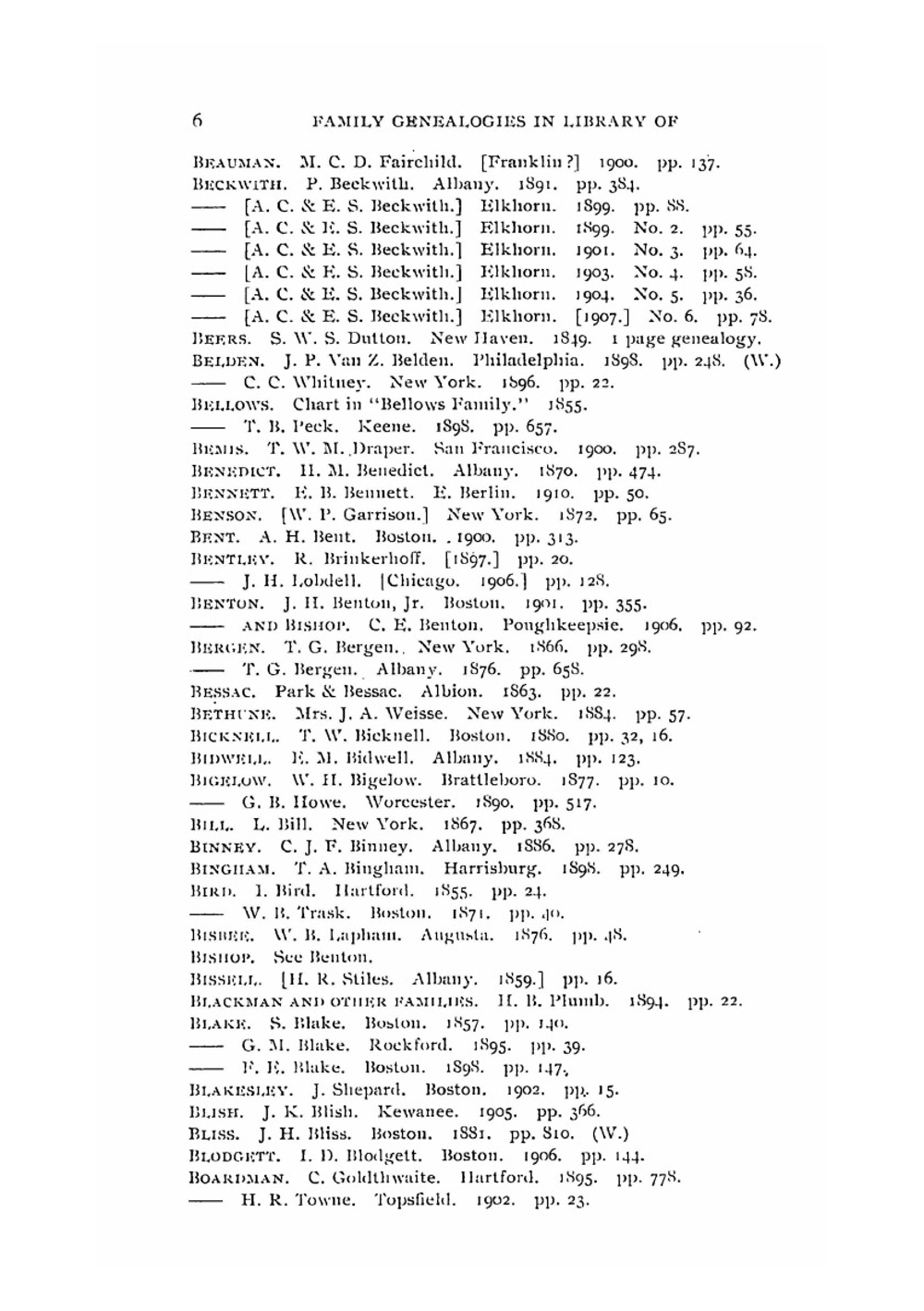 List of family genealogies in Library of Connecticut Historical Society | Нет автора