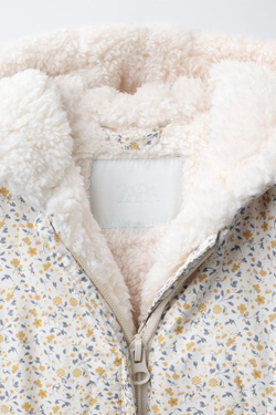 ZARA КОМБИНЕЗОН ИЗ НЕЙЛОНА В ЦВЕТОЧЕК СО СЪЕМНЫМИ ВАРЕЖКАМИ И ПИНЕТКАМИ, РАЗНОЦВЕТНЫЙ