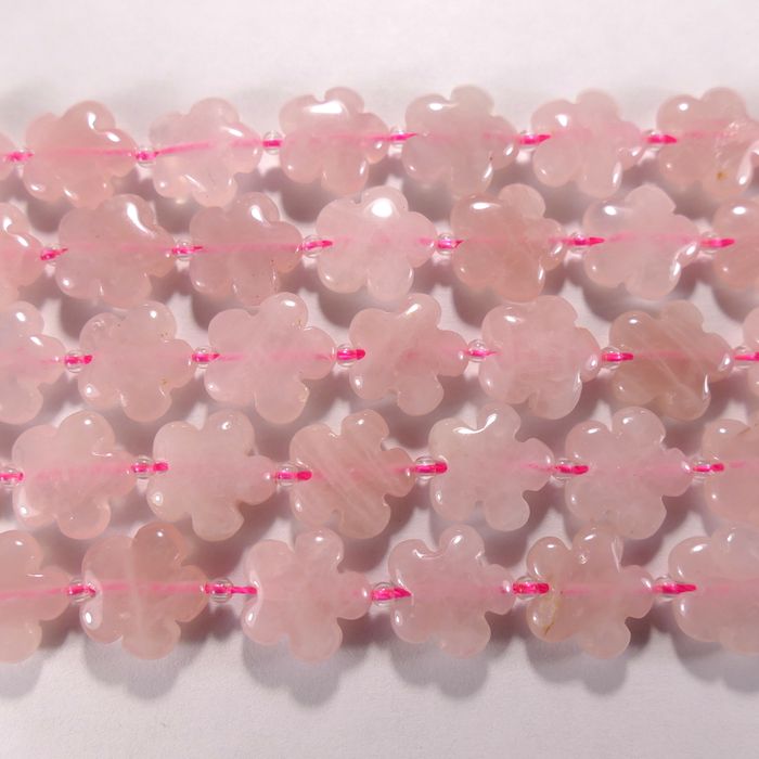 Бусина из кварца розового, фигурная, 5x14 мм (цветок, гладкая)