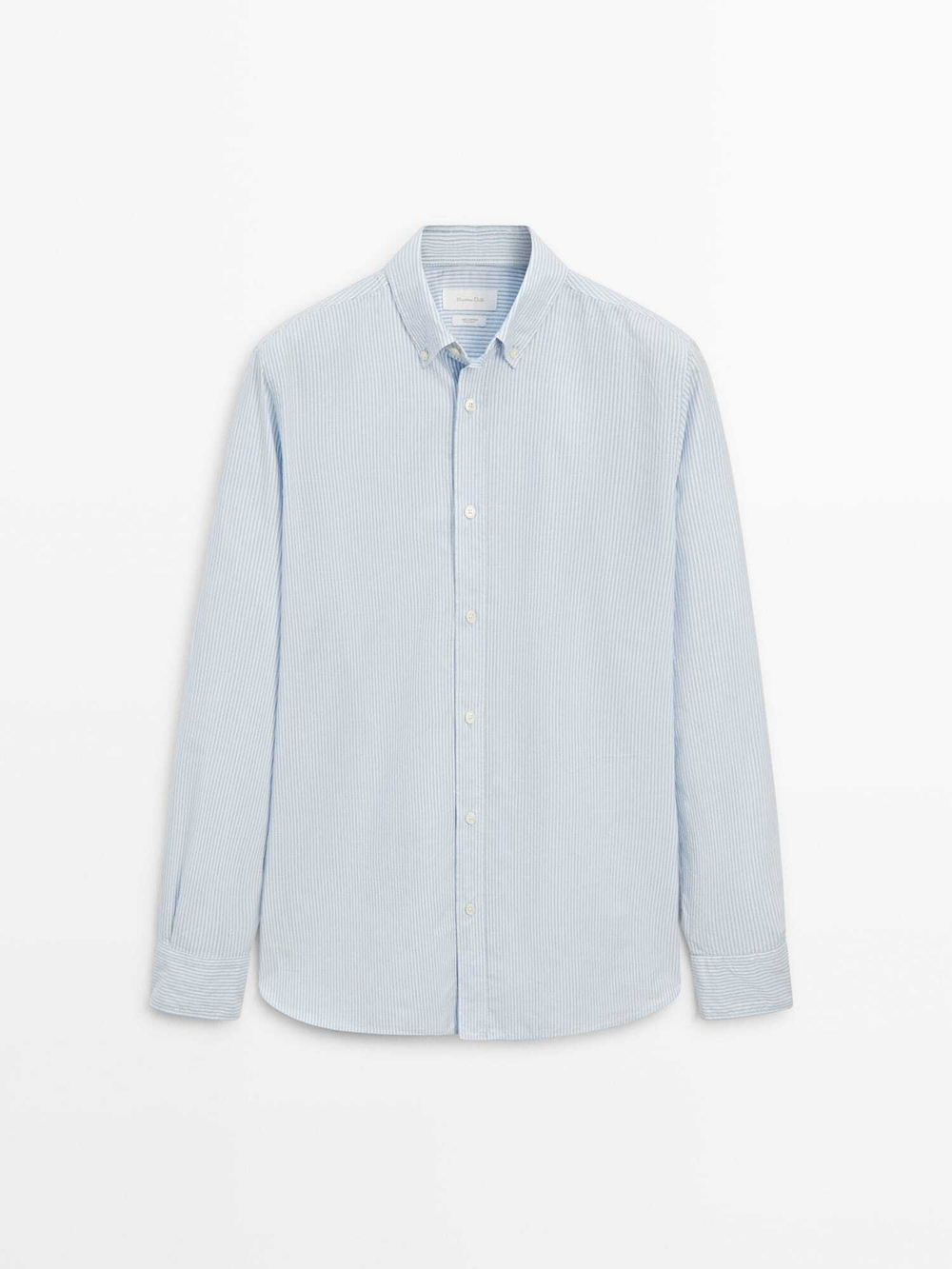 Massimo Dutti Рубашка из 100% хлопка в полоску, небесно-голубой