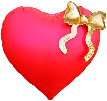 Сердце "Красное с золотым бантиком" 56 см