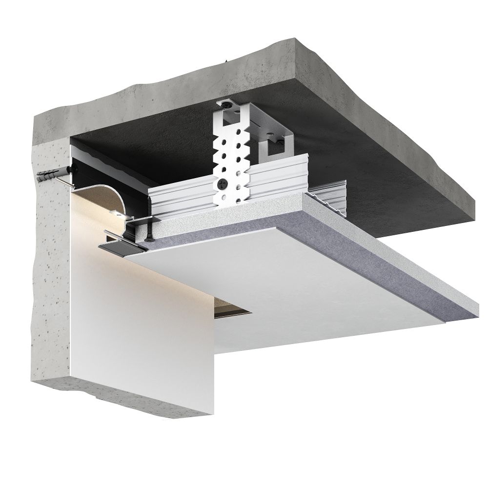 Теневой профиль потолочный анодированный черный, 2000x75x70 мм