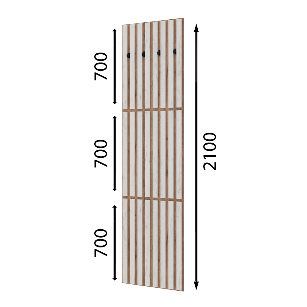 Вешалка 3-х ярусная Кано КПВ-3, Дуб крафт табачный, Дуб крафт белый