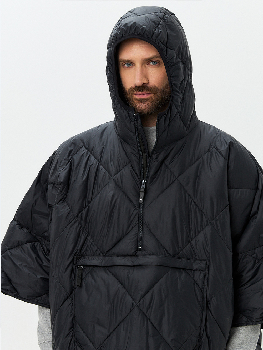 Утеплённое пончо 3 в 1 Shikotan black unisex