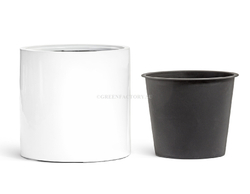 Кашпо TREEZ Effectory - серия Gloss - Цилиндр - Белый глянцевый лак