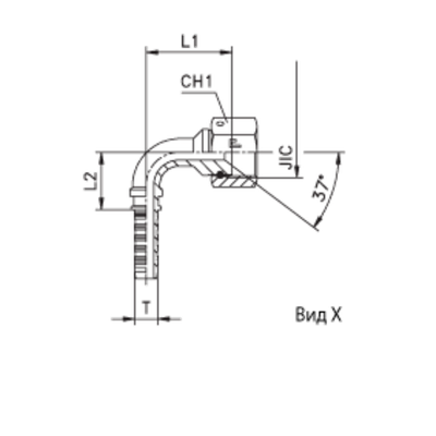 Фитинг DN 06 JIC (Г) 9/16 (90) (накидная гайка)