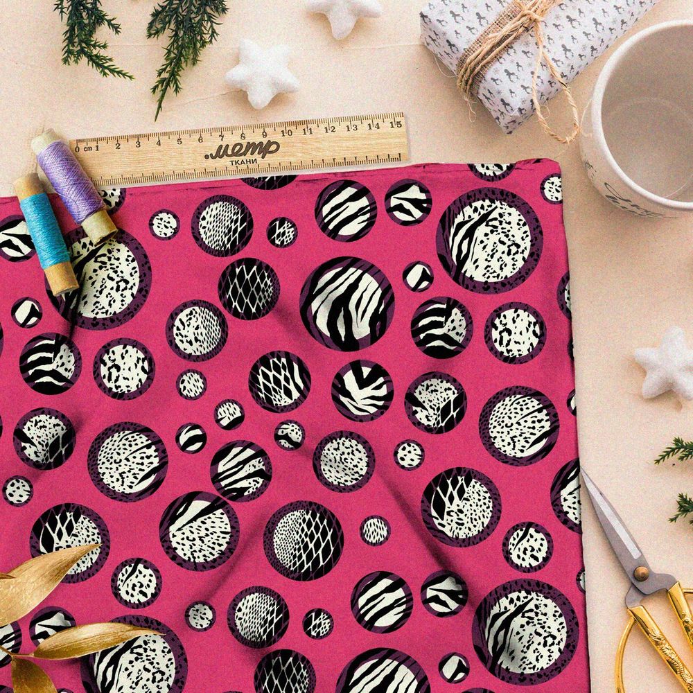 Ткань шелк Армани стеклянные шары с узорами диких животных