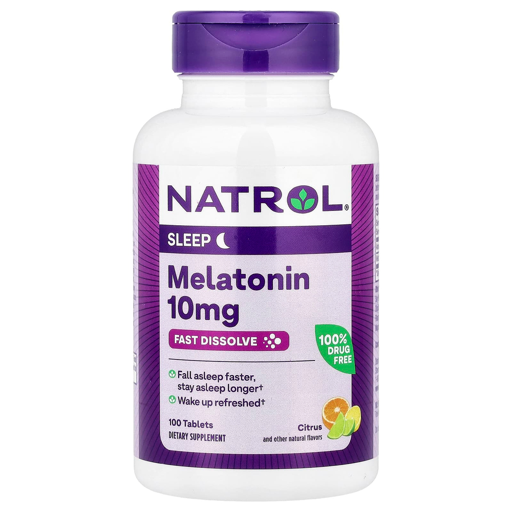 Natrol, мелатонин, быстрорастворимый, с цитрусовым вкусом, 10 мг, 100 таблеток