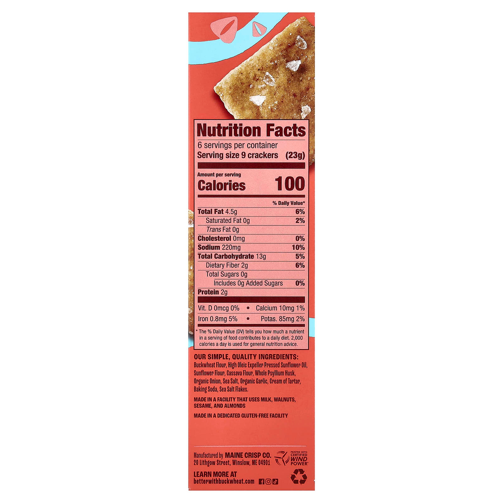 Better with Buckwheat, Гречневые крекеры, морская соль, 120 г (4,25 унции)