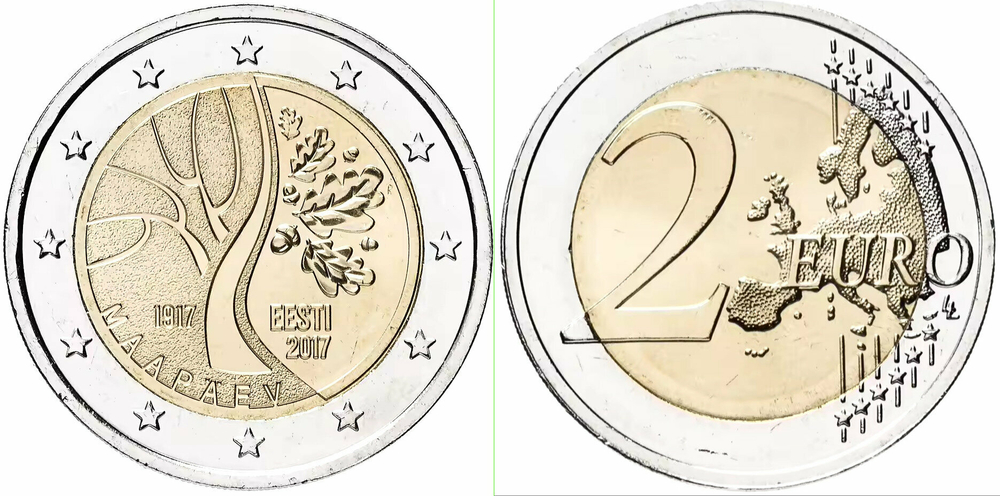Эстония 2 евро, 2017 Путь к независимости UNC