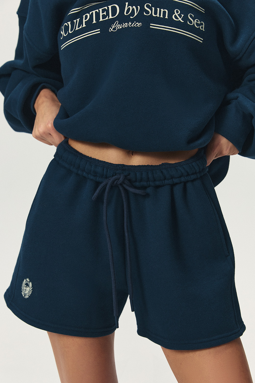 Свитшот на короткой молнии с принтом Тёмно-синий