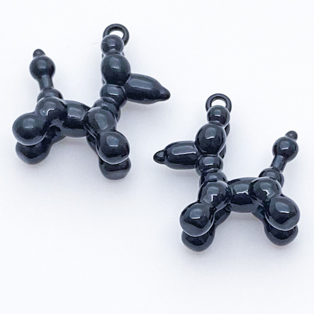 Подвеска Пудель из шариков, цвет черный, размер 18*16 мм, цена за 1 шт