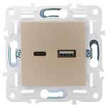 SKANDY Розетка USB A+C 3,1А SK-R14Sh шампань IEK