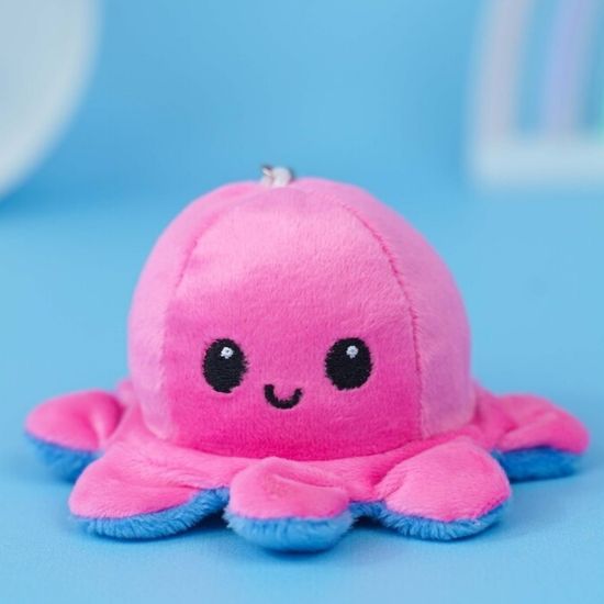 Мягкий брелок-перевертыш "Осьминожек" розовый синий, 10 см