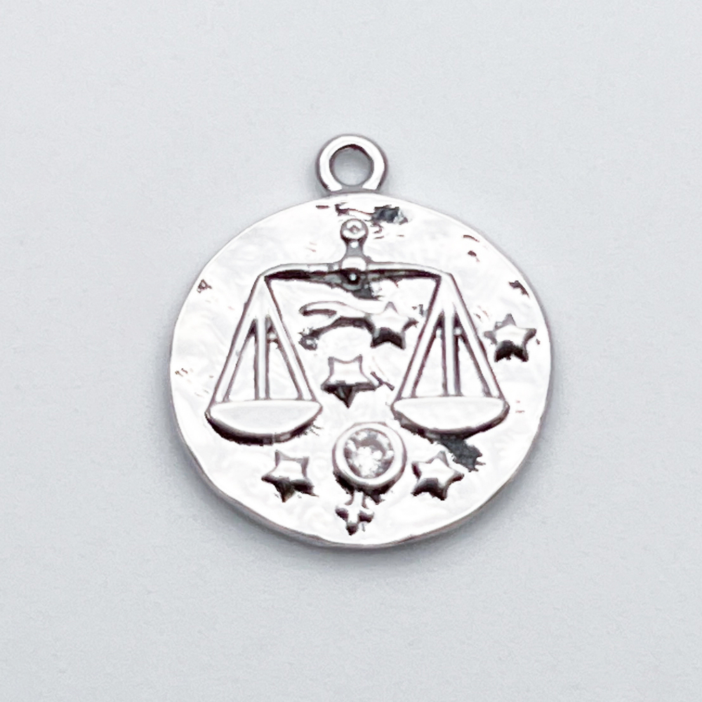 Подвеска Знак Зодиака Весы, цвет серебро, фианит, размер 16*14 мм, цена за 1 шт