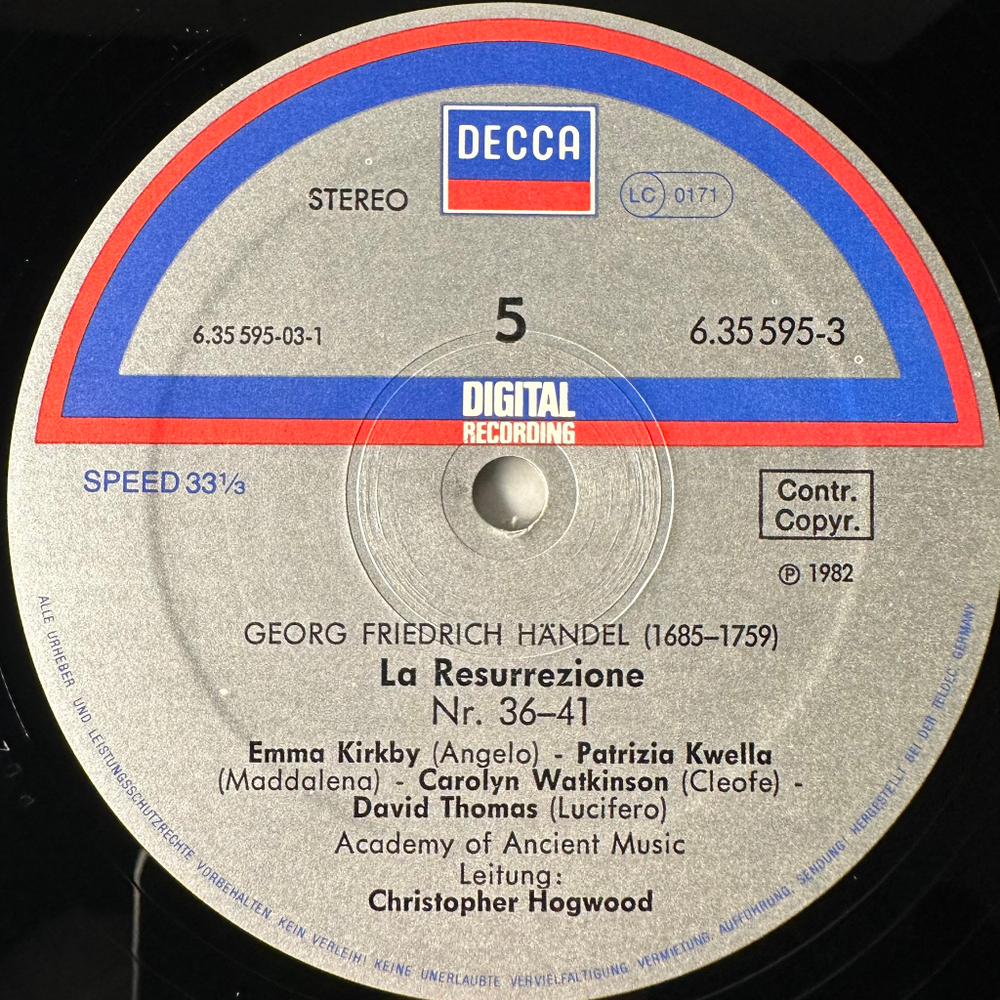 Гендель - Воскресение 3LP (Германия 1982г.)