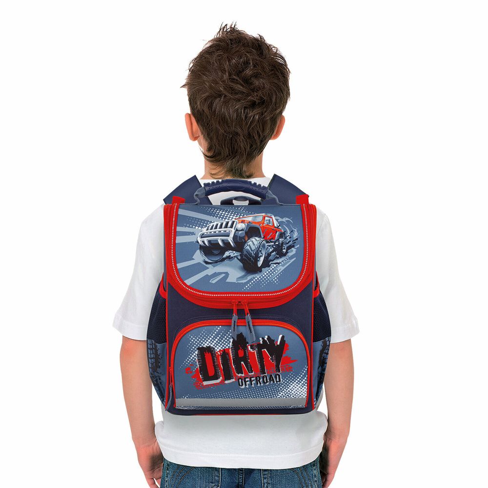 Ранец ПИФАГОР BASIC, с эргономичной спинкой, "Jeep", 35х28х18 см, 229936