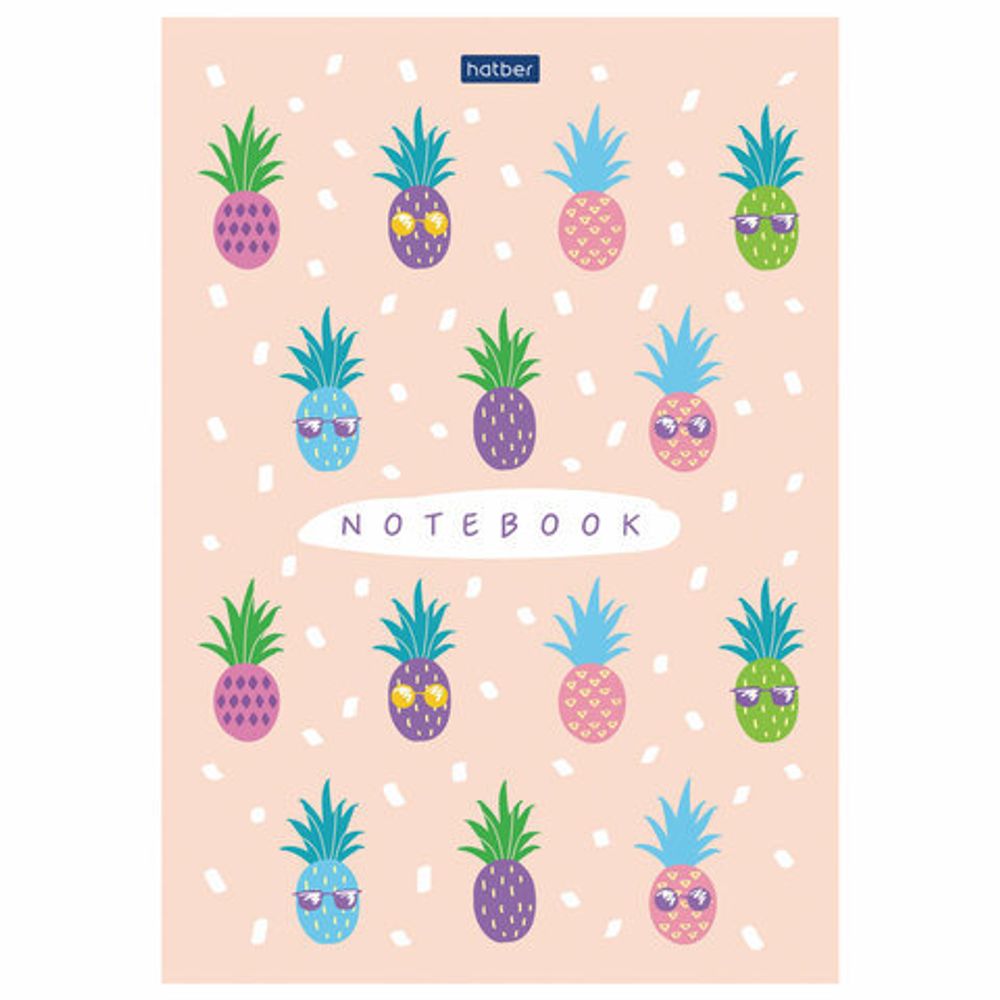 Блокнот А5 (145х210 мм), 50 л., склейка, обложка картон, в точечку, HATBER "Premium", "Pineapple", 50Б5лA9к