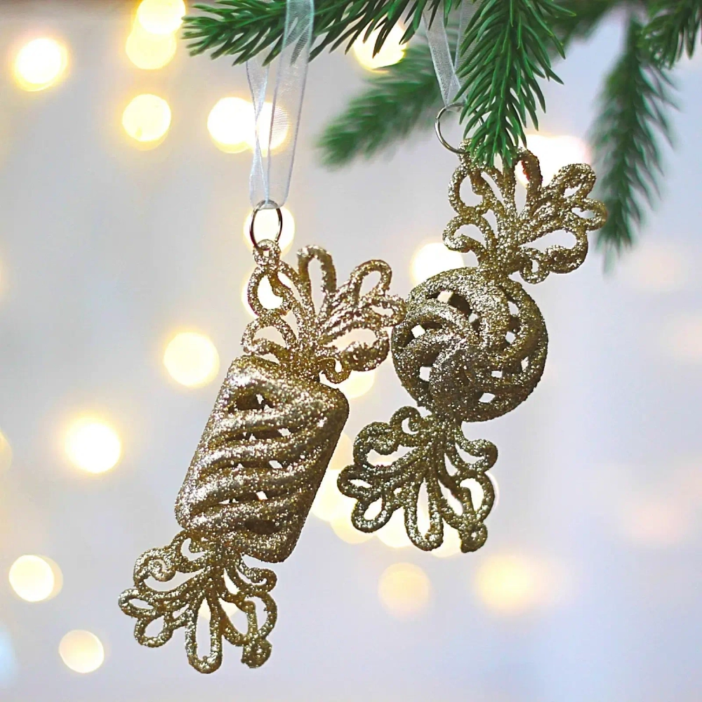 Подвеска «Конфетки» 10 см (набор 2 шт.), темное золото