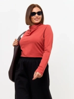 Лонгслив с цельнокроеным воротником терракот