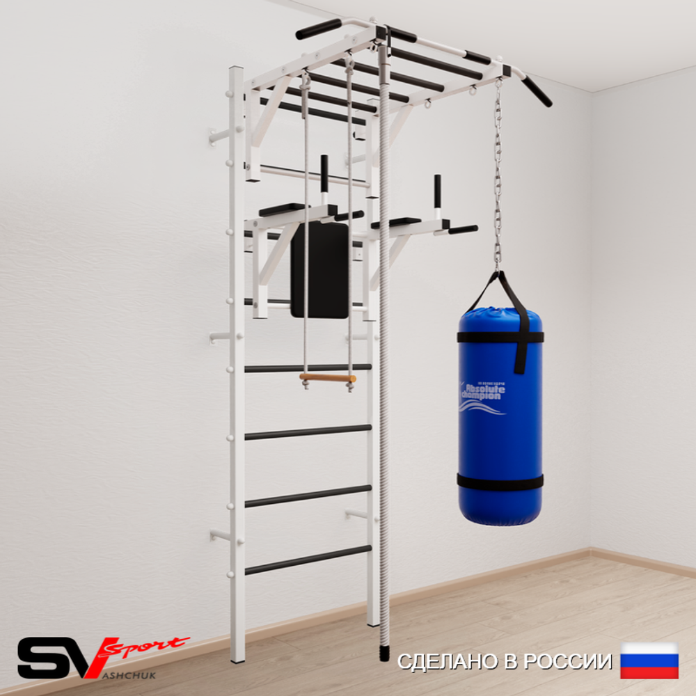 Шведская стенка Sv Sport 5463 (Турник рукоход/Брусья/Канат/Трапеция/Цепь/Мешок 30кг)