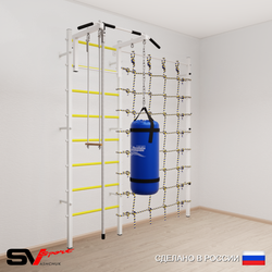 Шведская стенка Sv Sport 51530 (Турник стандарт/Канат/Трапеция/Цепь/Мешок 30кг/Канатный лаз)