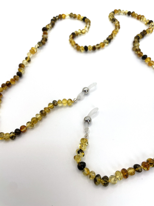 Держатель для очков из натурального янтаря, длина 70 см. Цепочка для очков натуральный камень