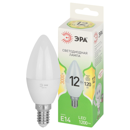 Лампочка светодиодная ЭРА GREEN LINE LED B35-12W-830-E14 GL E14 12 Вт свеча теплый свет