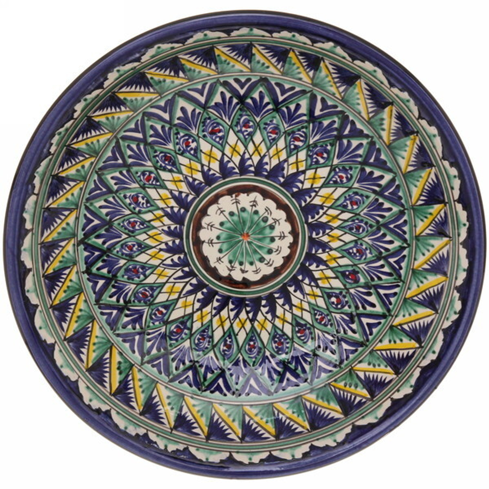 Ляган глубокий 34см синий Риштанская Керамика