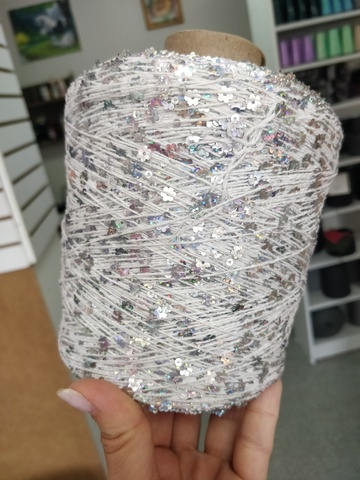 Белый, пайетки галографик цветочки, арт. AJ013 КОРОЛЕВСКИЕ ПАЙЕТКИ (КОПИЯ LUSTROSA)