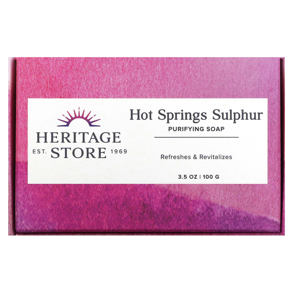 Heritage Store, мыло ручной работы, с серой из горячих источников, 100 г (3,5 унции)