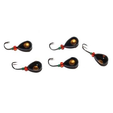 Мормышка свинцовая КАПЛЯ черная Золотая коронка с трубкой и бисером 3.5/3